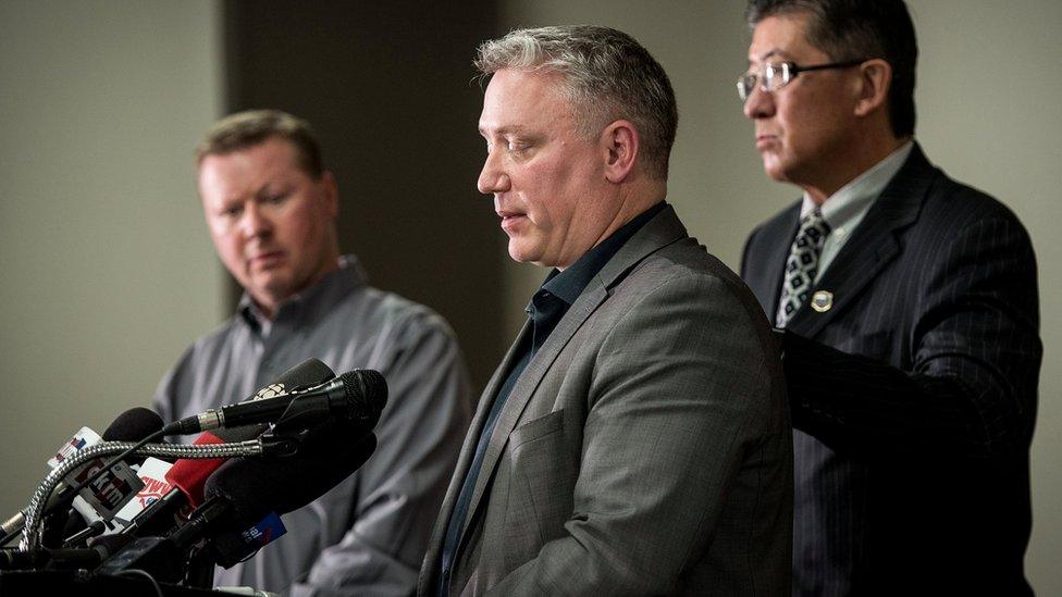 Humboldt Broncos President Kevin Garinger and President of the SJHL Bill Chow (R)