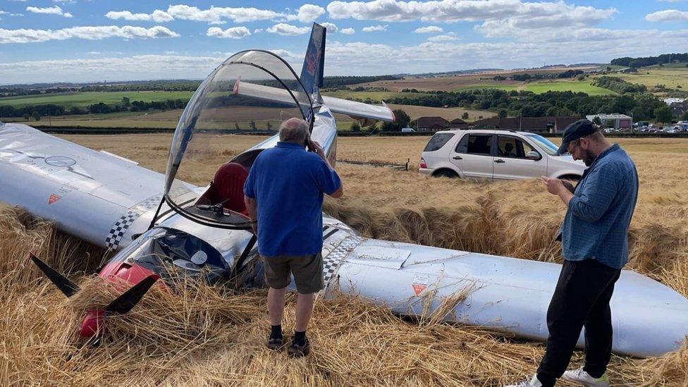 plane in field