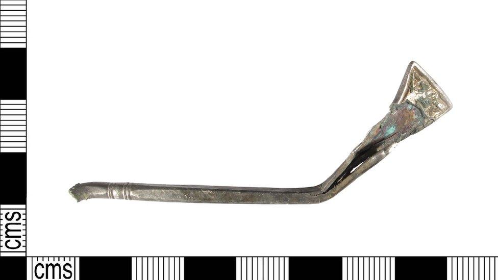 Anglo-Saxon silver writing stylus in a ploughed field at Little Carlton near Louth