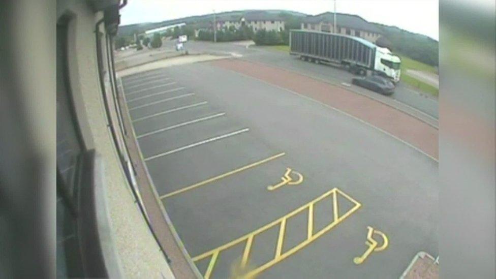 CCTV picked up a rendezvous between a lorry and a high-performance car