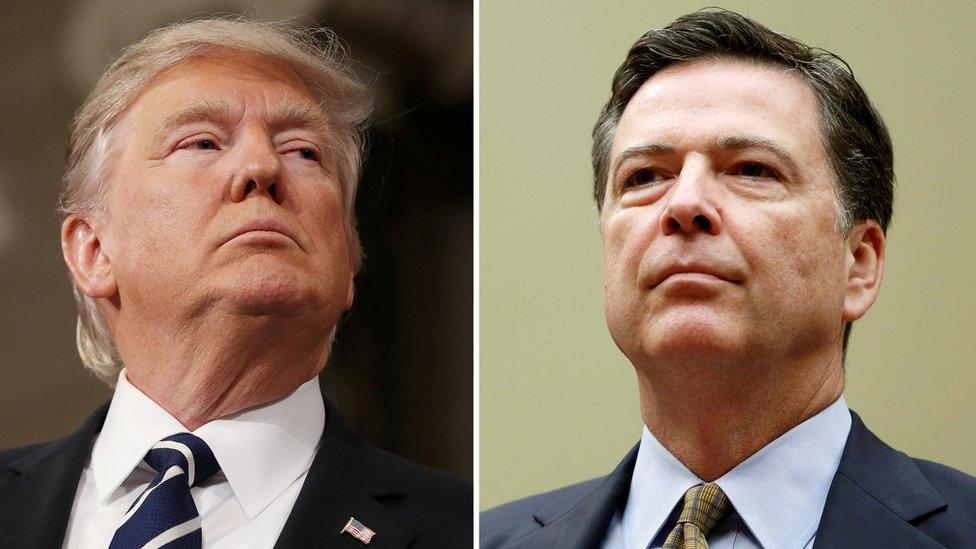 Donald Trump (L) and James Comey