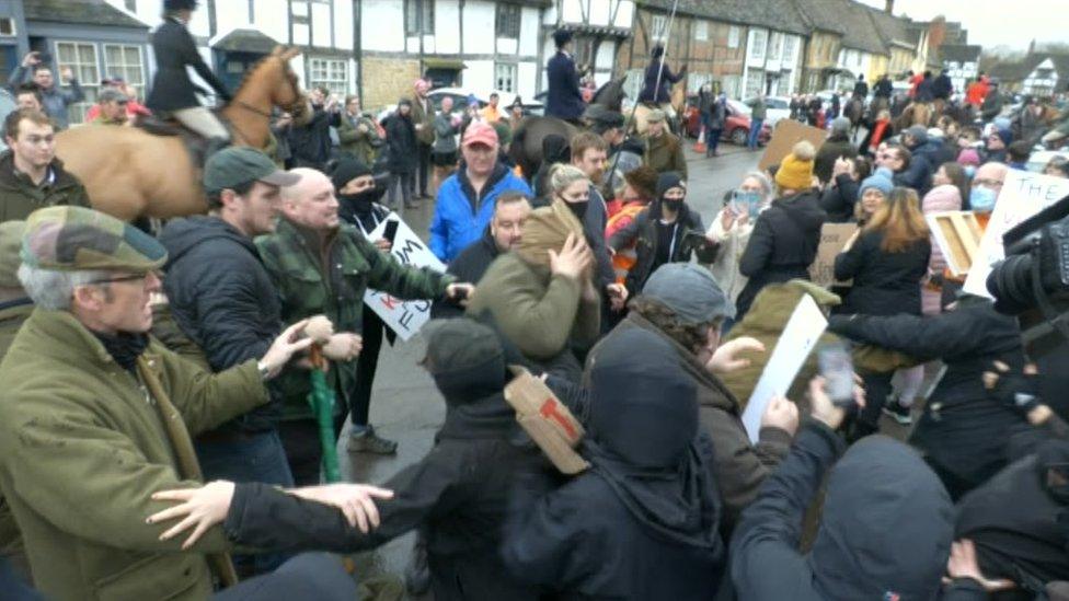 Clashes at Avon Vale Hunt meet in Lacock