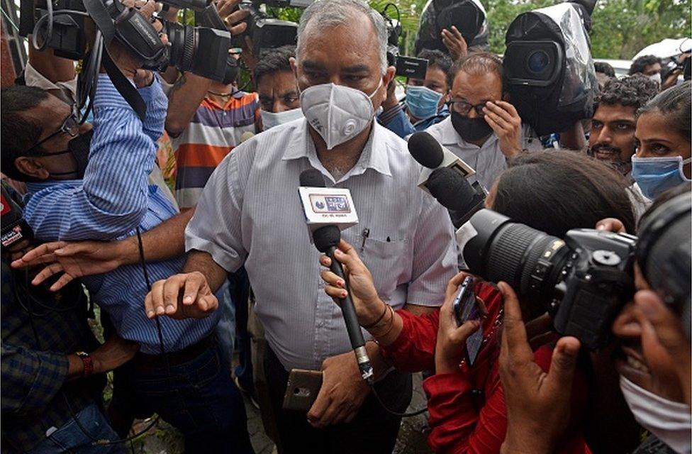 CBI and forensic officials outside Sushant Singh Rajput's house in Mumbai