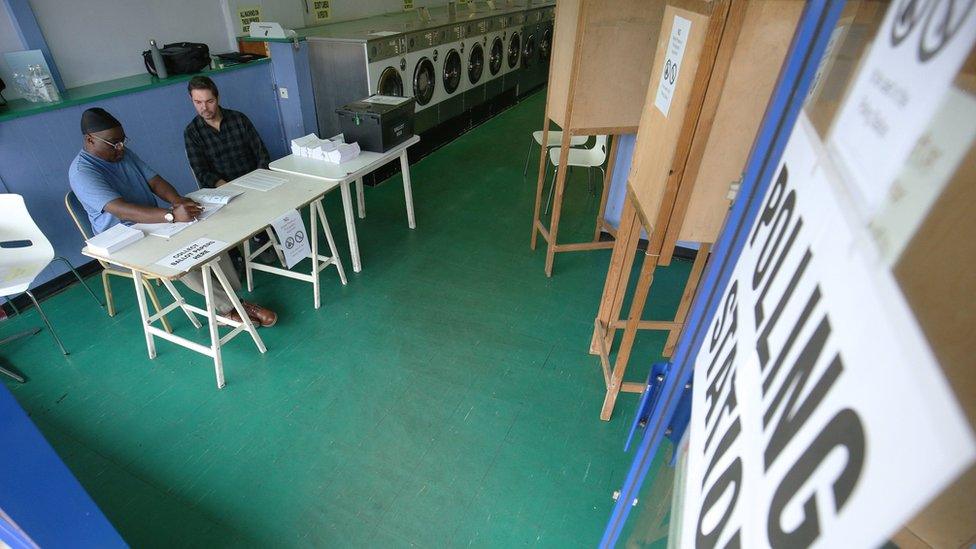 Launderette polling station in Oxfordshire