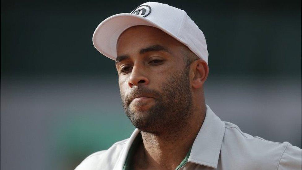 James Blake grimaces during the French Open in 2013