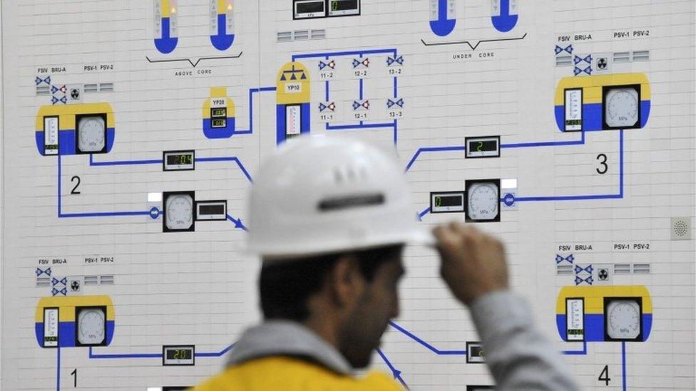 Worker at Bushehr nuclear plant (file photo)