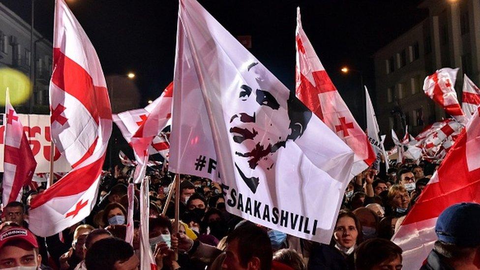 A protest calling for Mr Saakashvili's release