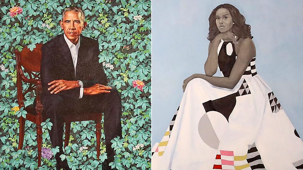 Portraits of Barack and Michelle Obama