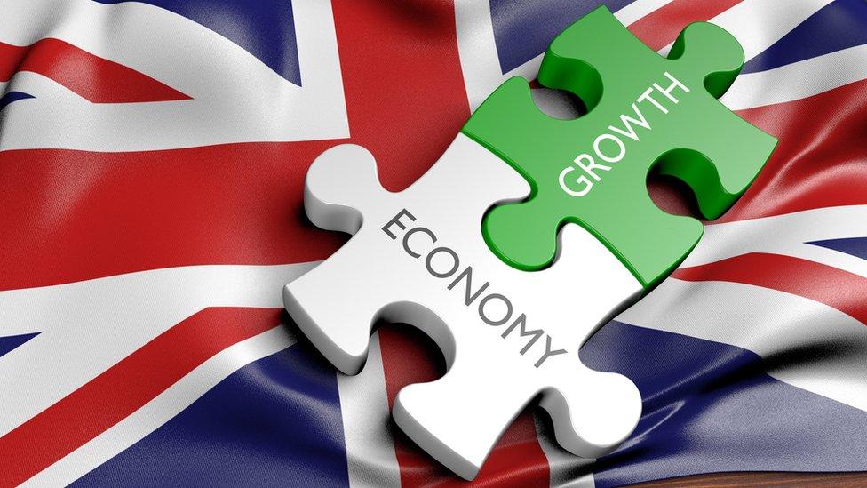 British flag graphic with the words Economy and Growth