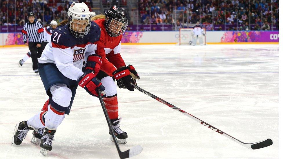 Hilary Knight in action during the I Sochi 2014 Winter Olympics