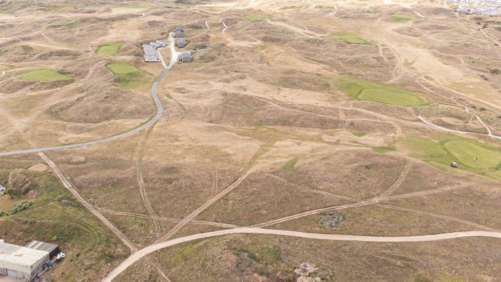 A dry golf course near Perranporth, Cornwall in July