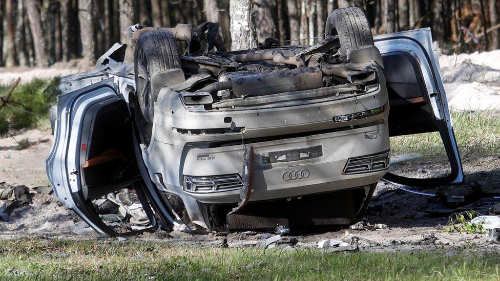 Zakhar Prilepin's car after the explosion