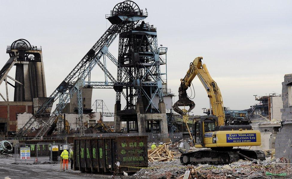 Demolition work at Hatfield colliery