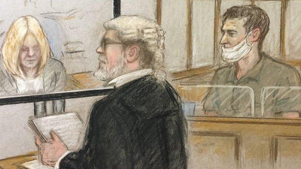 Court sketch showing Rikki Neave murder trial