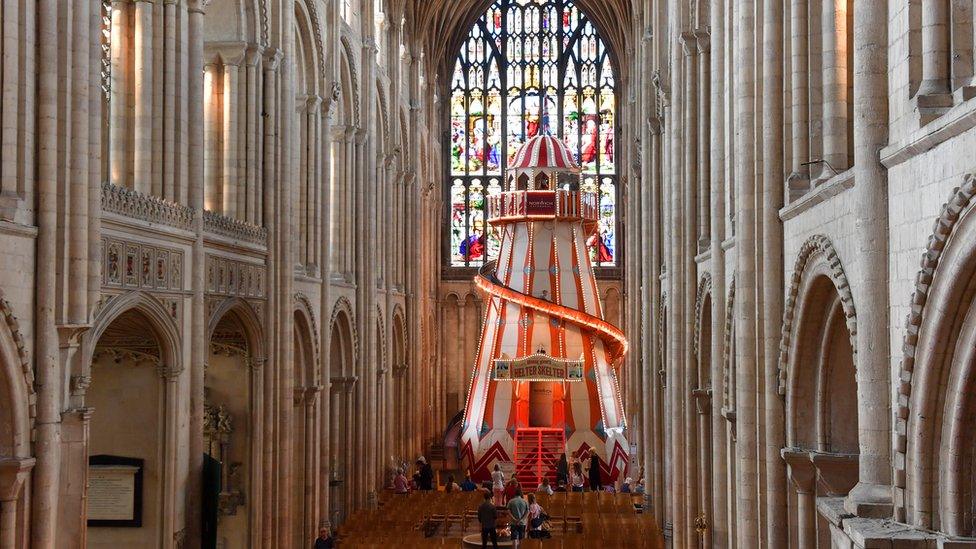 The helter-skelter in Norwich Cathedral