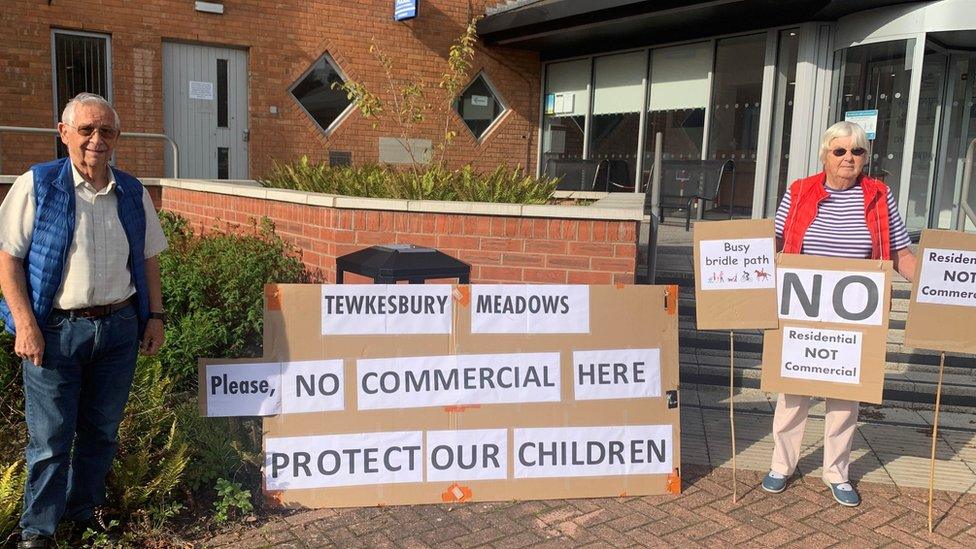 Residents protesting outside Tewksbury Borough Council