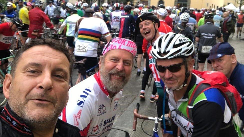 Ross Cunliffe cycling with friends