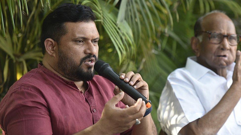 NCP lakshadweep Member of Parliament Lok Sabha Mohammed Faizal address a press conference after meeting with Prime Minister Narendra Modi, at his residence on April 6, 2022 in New Delhi