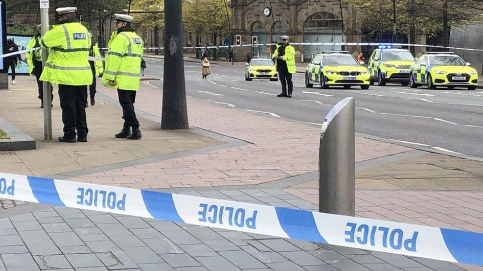 Police in Sheaf Street, Sheffield city centre