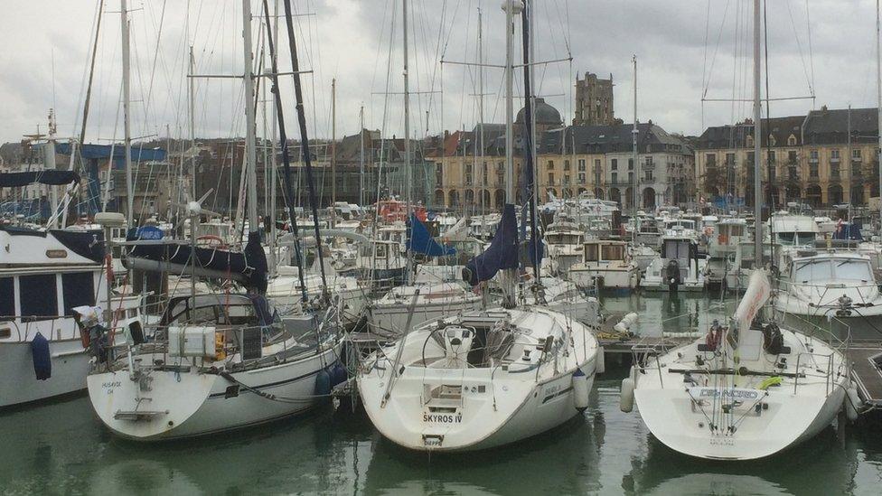 sailboats at Dieppe marina