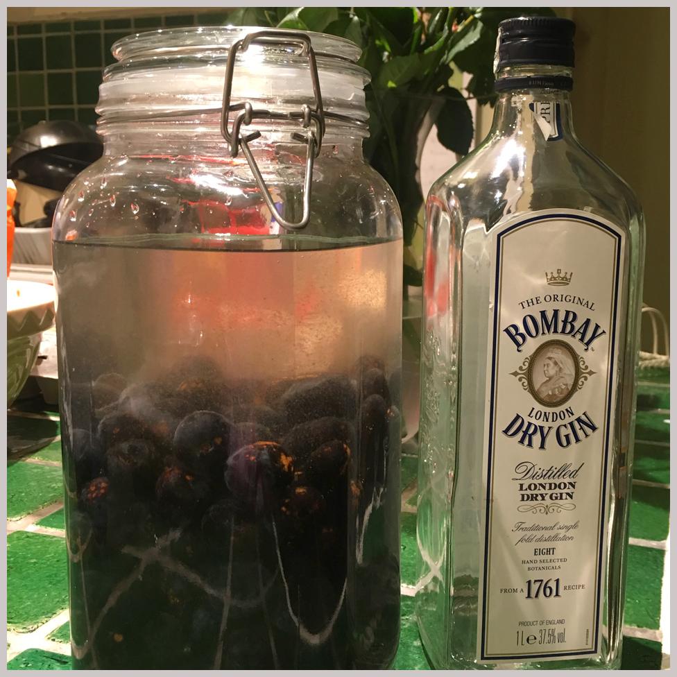 Homemade sloe gin