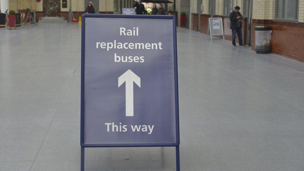 Rail replacement bus sign