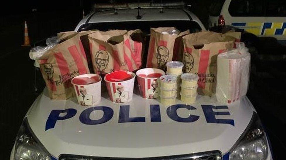 KFC food seized by police.