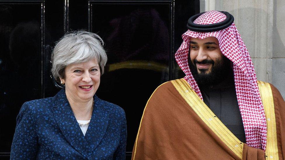 Theresa May and Mohammed bin Salman outside 10 Downing Street