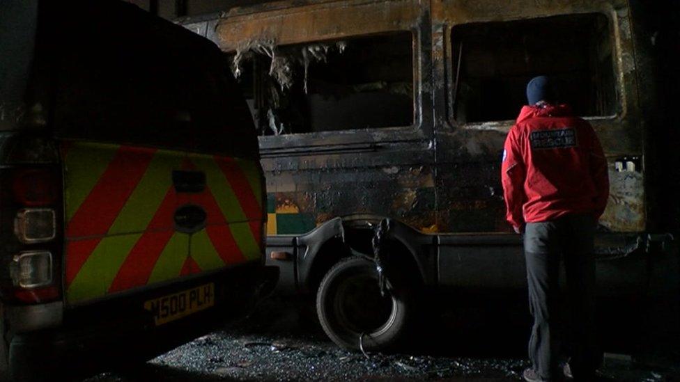 smoke and fire damage at Central Beacons Mountain Rescue team headquarter in Merthyr