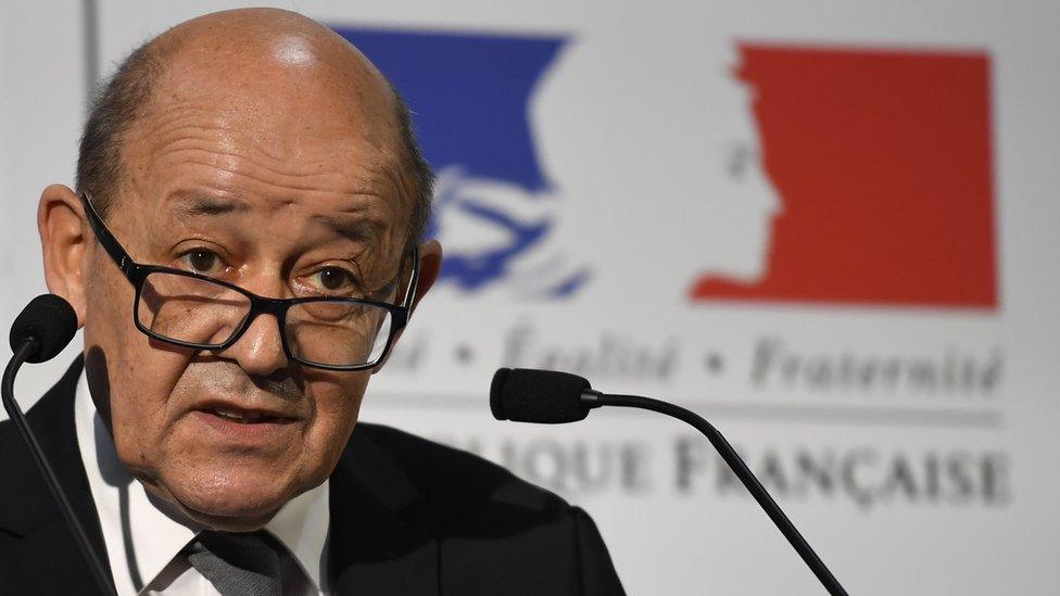 French Defence minister Jean-Yves Le Drian delivers a speech in Bruz, near Rennes, 12 December 2016