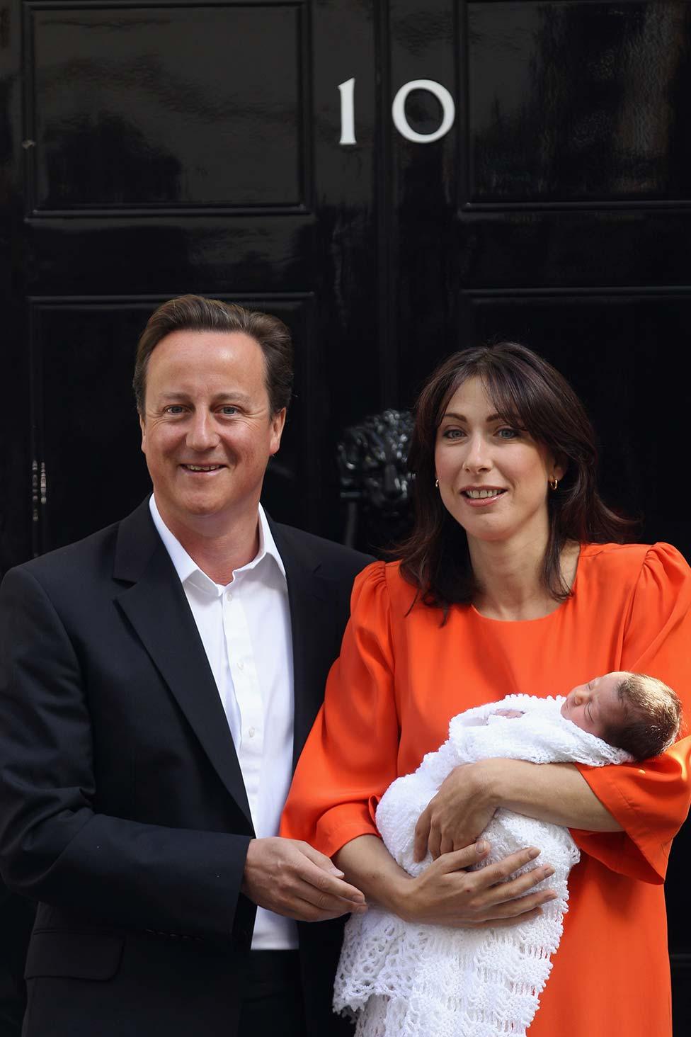 David and Samantha Cameron with baby Florence