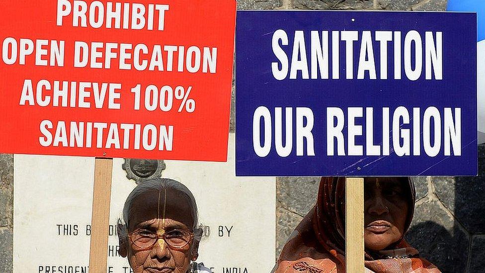 Sanitation campaign signs