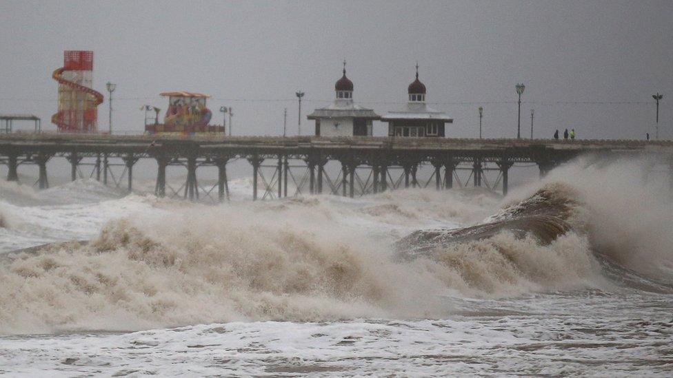 Blackpool in storm Abigail