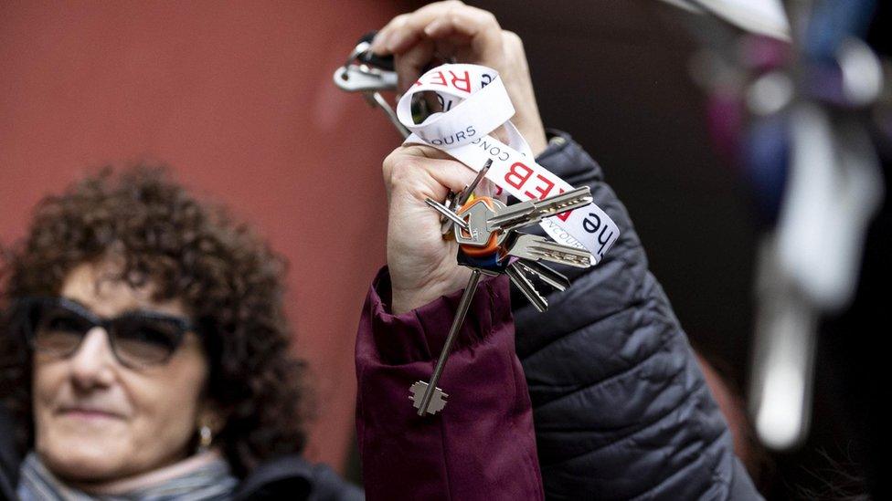 Students and university professors of the faculty of medicine and psychology observe 'a minute of noise' in memory of the victims of femicide in Rome, Italy, 05 December 2023.