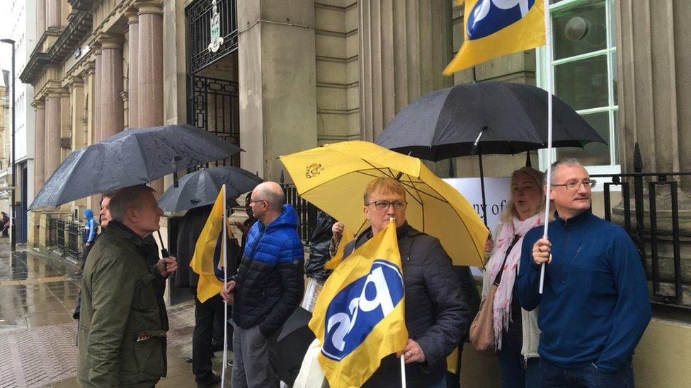 Demonstrations outside Cutlers Hall in Sheffield