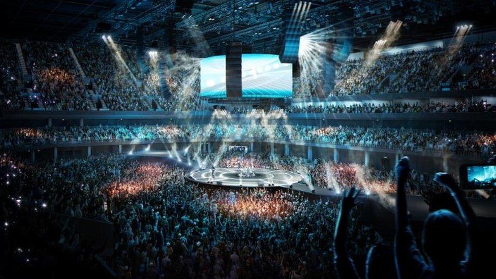 CGI of inside the proposed arena