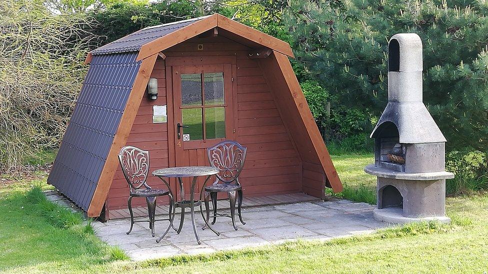 A glamping pod at Greenway Touring and Glamping Park