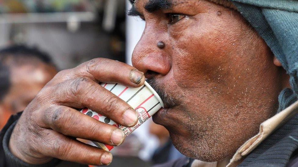 Man drinking tea