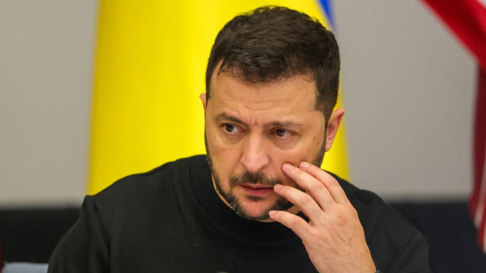 Volodymyr Zelensky at a press conference in Brussels, October 2023