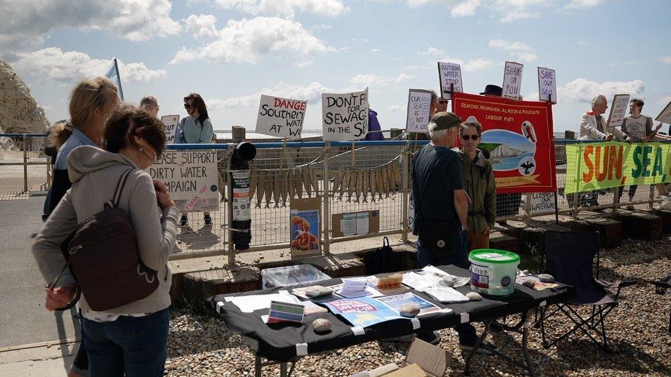 sewage protest in Seaford