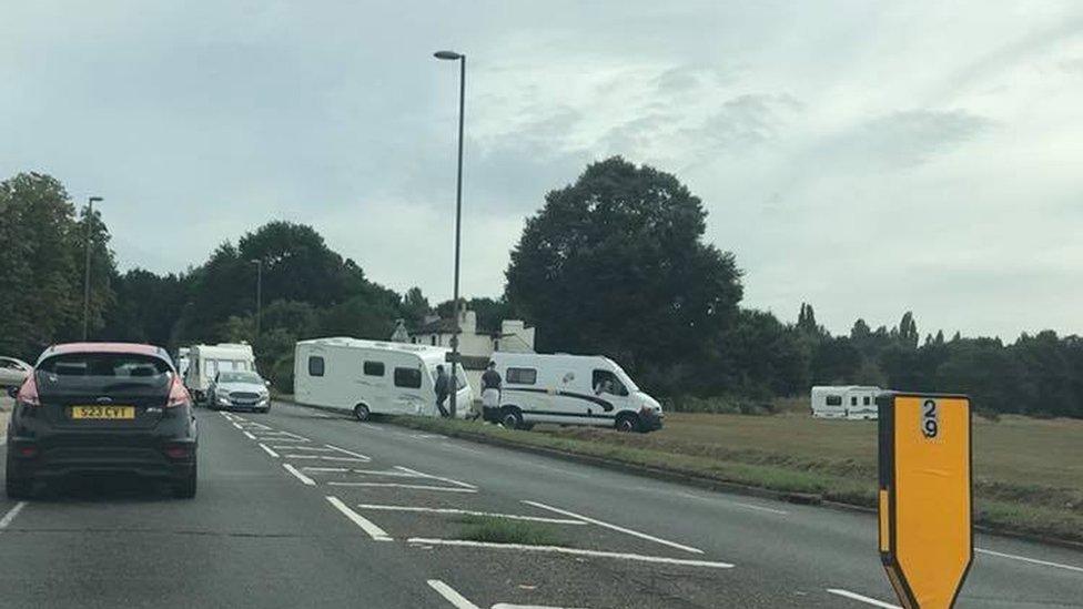 Travellers were spotted heading onto Weston Green, Elmbridge, on 16 August