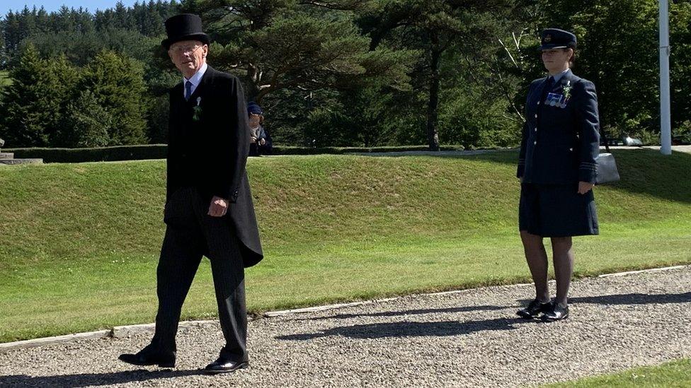 Lieutenant Governor Sir Richard Gozney on the ceremonial walkway