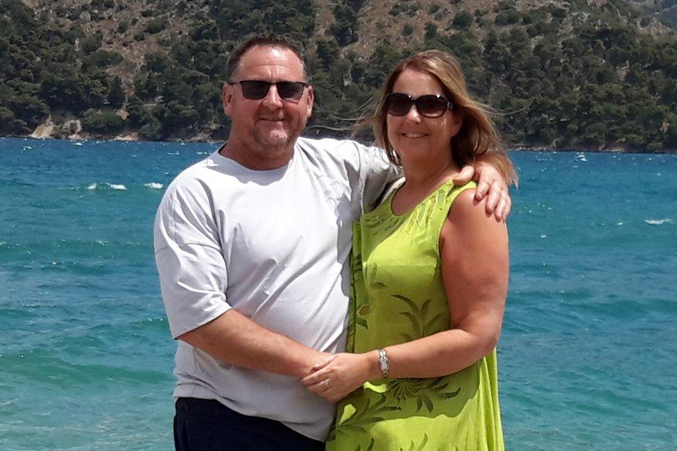 Simon Crewe and Vicki Hewitt on holiday in Kefalonia