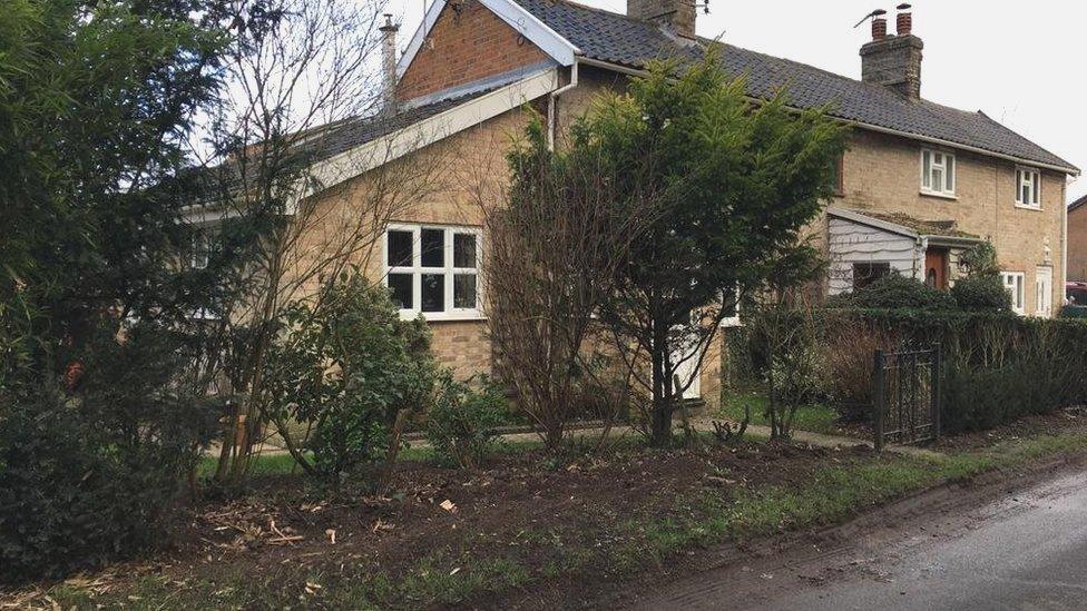 Des Wells's house with the missing hedge on Church Road, Tostock