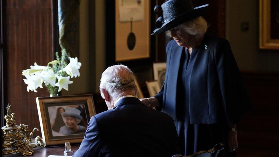 King Charles III and the Queen Consort at Hillsborough Castle