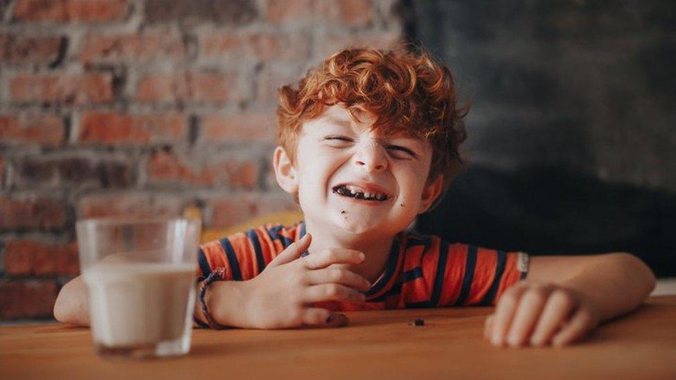 Child eating a chocolate biscuit