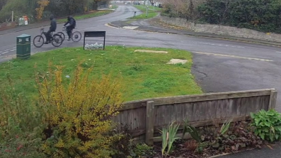 CCTV of the teenagers on their bikes after the stabbing