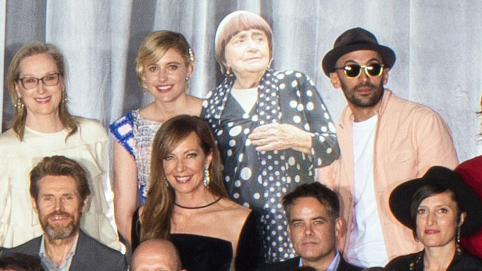 Cardboard cut-out of Agnes Varda