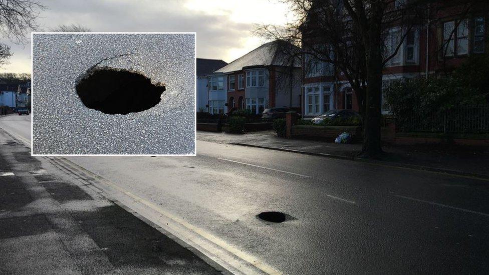 Sinkhole on Cimla Road, Neath