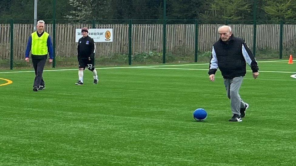 Geoff playing walking football